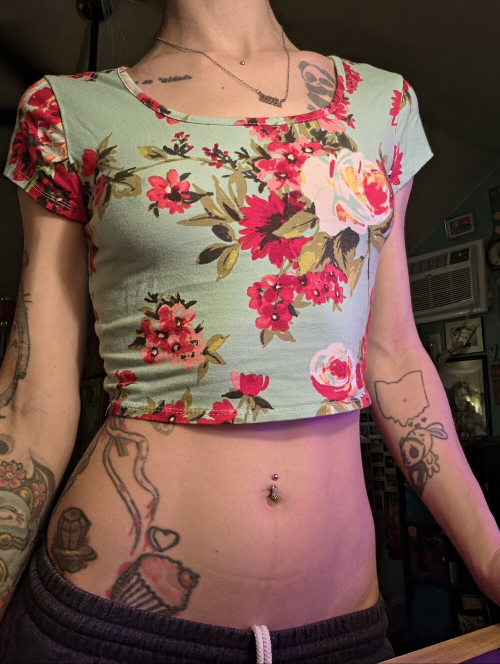 teal floral crop
